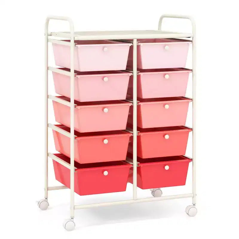 Carrello portatutto a 10 cassetti con ruote bloccabili