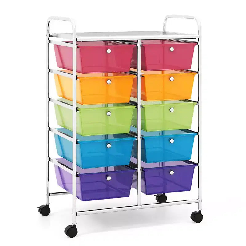 Carrello portatutto a 10 cassetti con ruote bloccabili
