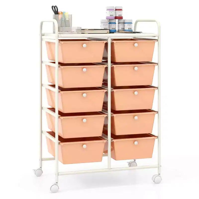 Carrello portatutto a 10 cassetti con ruote bloccabili