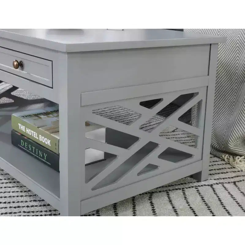 Tavolino da caffè in legno da 36" con cassetto e ripiano inferiore