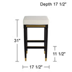 Sgabello da bar in legno nero con seduta in similpelle bianca – Altezza bancone 79 cm