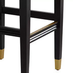 Sgabello da bar in legno nero con seduta in similpelle bianca – Altezza bancone 79 cm