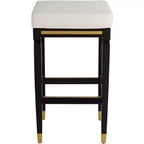 Sgabello da bar in legno nero con seduta in similpelle bianca – Altezza bancone 79 cm