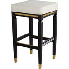 Sgabello da bar in legno nero con seduta in similpelle bianca – Altezza bancone 79 cm