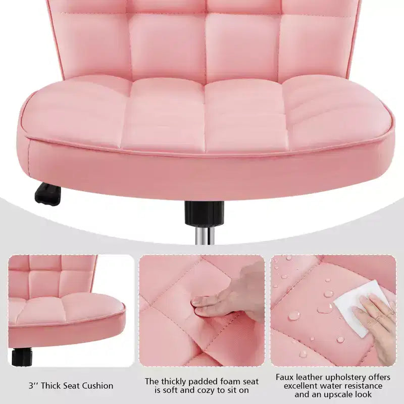 Sedia da ufficio senza braccioli a schienale medio in similpelle
