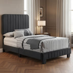 Passion Furniture Lodi Velvet UpholsteChannel Tufted Twin Panel Bed