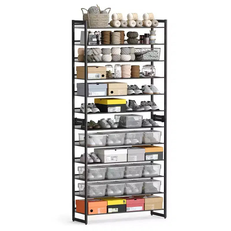 12-Tier Shoe Rack Tall Metal Shoe Storage Organizer