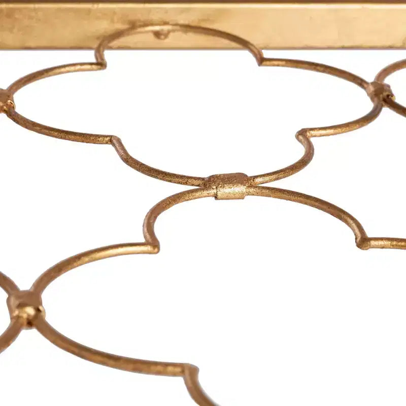Tavolino in vetro con foglia d'oro