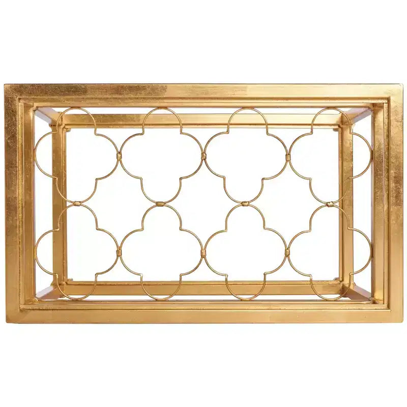 Tavolino in vetro con foglia d'oro