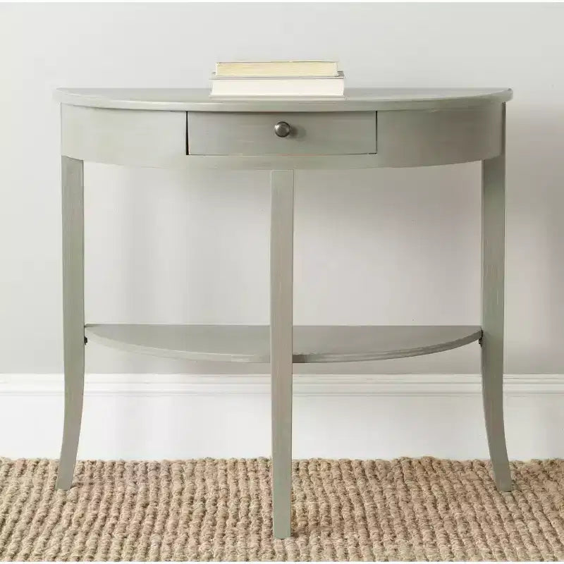 Console in olmo con cassetto e ripiano aperto