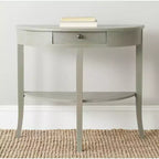 Console in olmo con cassetto e ripiano aperto