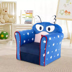 Divanetto Sedia Imbottito per Bambini – Poltroncina per Bambini con Struttura in Legno, Blu Marino