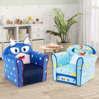 Divanetto Sedia Imbottito per Bambini – Poltroncina per Bambini con Struttura in Legno, Blu Marino