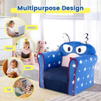 Divanetto Sedia Imbottito per Bambini – Poltroncina per Bambini con Struttura in Legno, Blu Marino