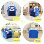 Divanetto Sedia Imbottito per Bambini – Poltroncina per Bambini con Struttura in Legno, Blu Marino