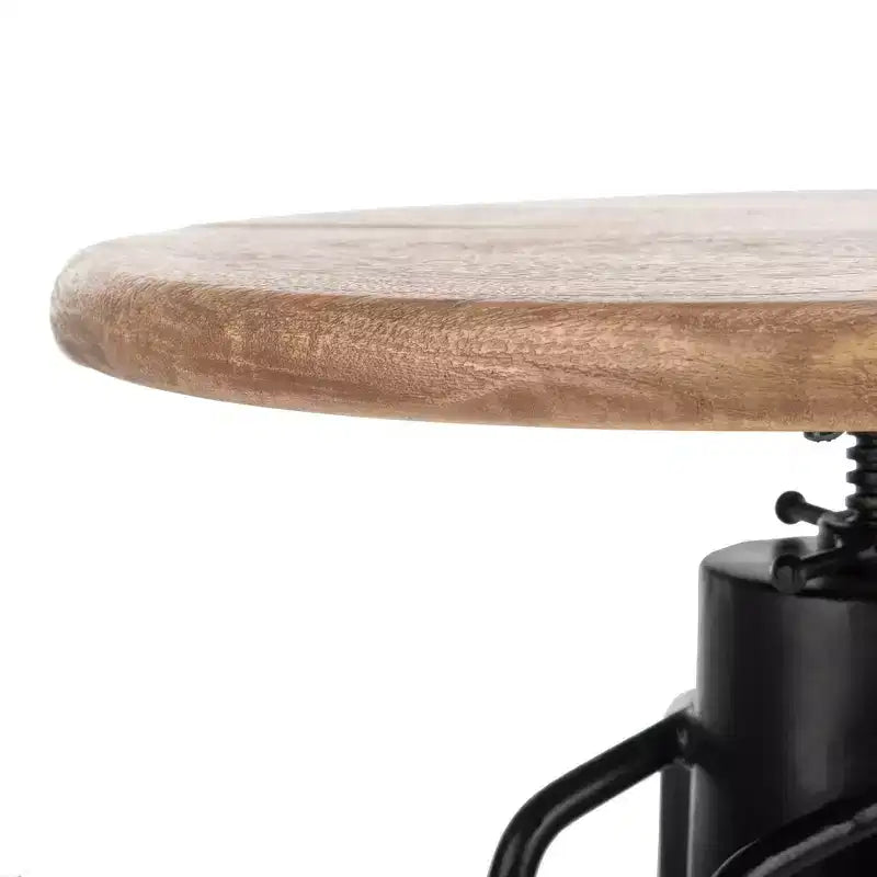 Sgabello da bancone girevole rotondo in legno di mango con poggiapiedi