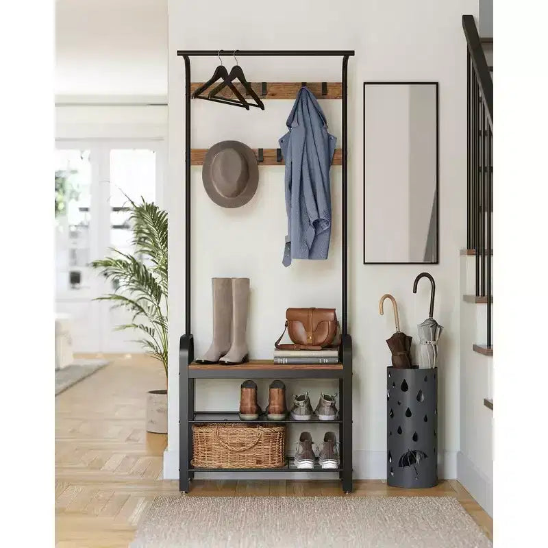 Appendiabiti 4-in-1 con panca e scarpiera
