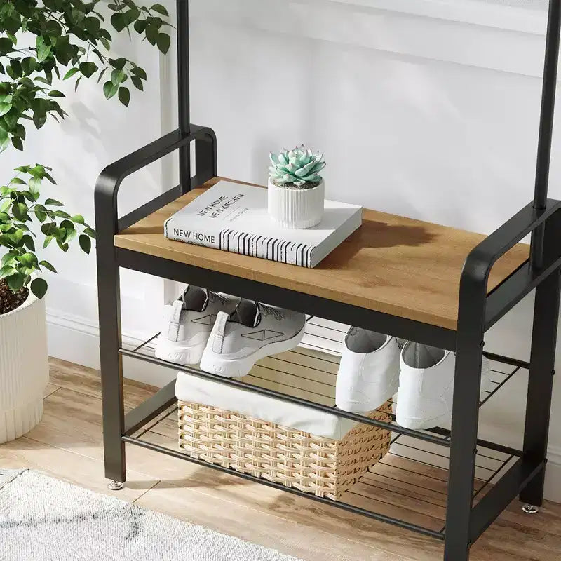 Appendiabiti 4-in-1 con panca e scarpiera