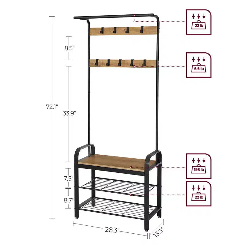 Appendiabiti 4-in-1 con panca e scarpiera