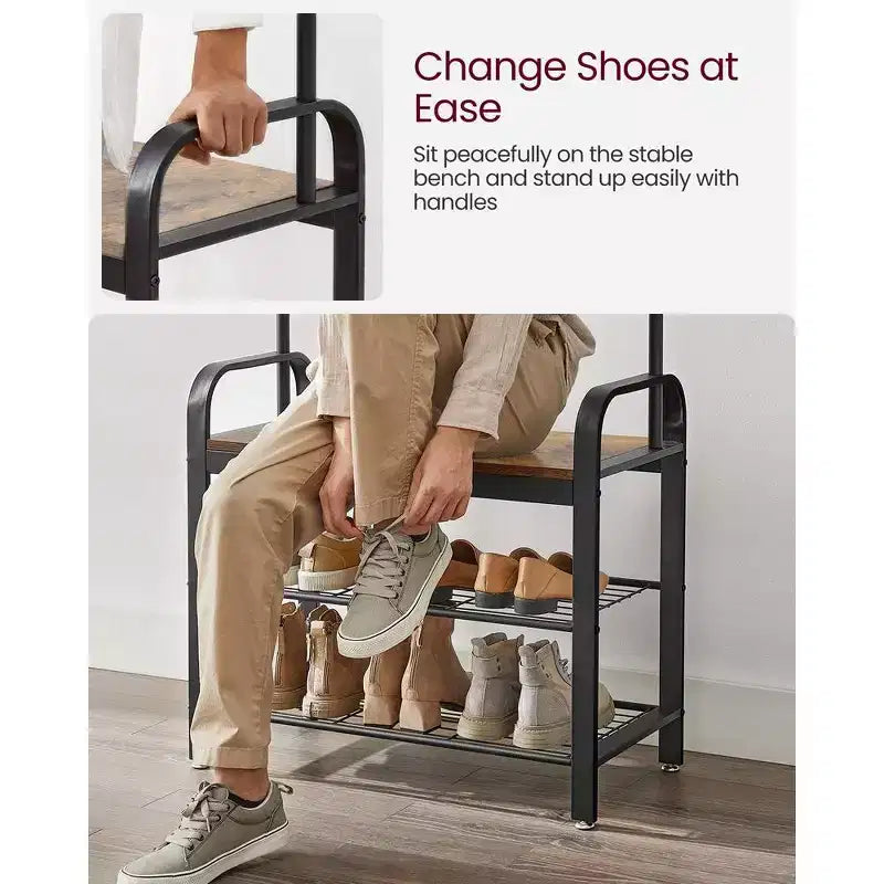 Appendiabiti 4-in-1 con panca e scarpiera