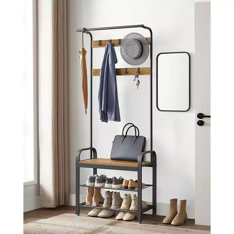 Appendiabiti 4-in-1 con panca e scarpiera