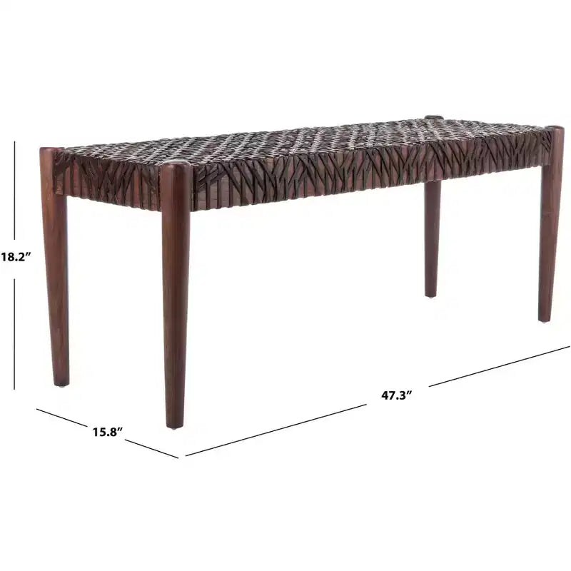Panca da ingresso in legno di teak e pelle