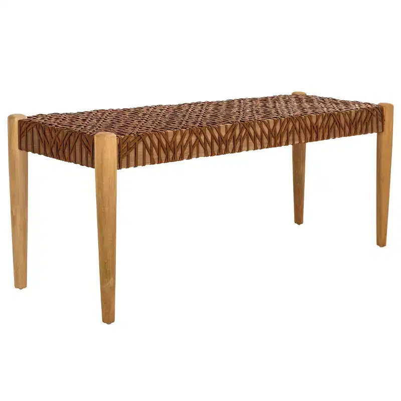 Panca da ingresso in legno di teak e pelle