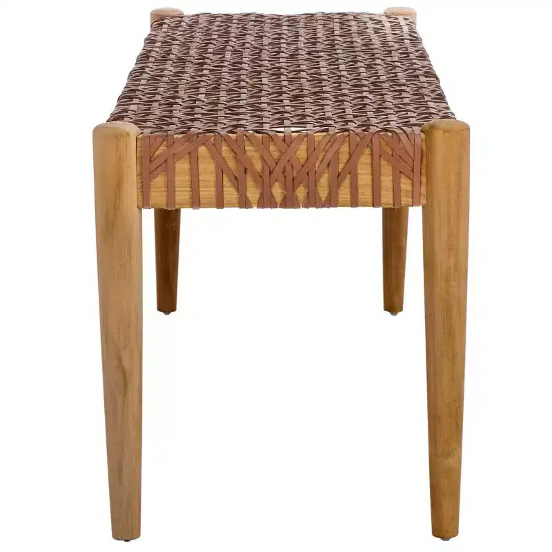 Panca da ingresso in legno di teak e pelle
