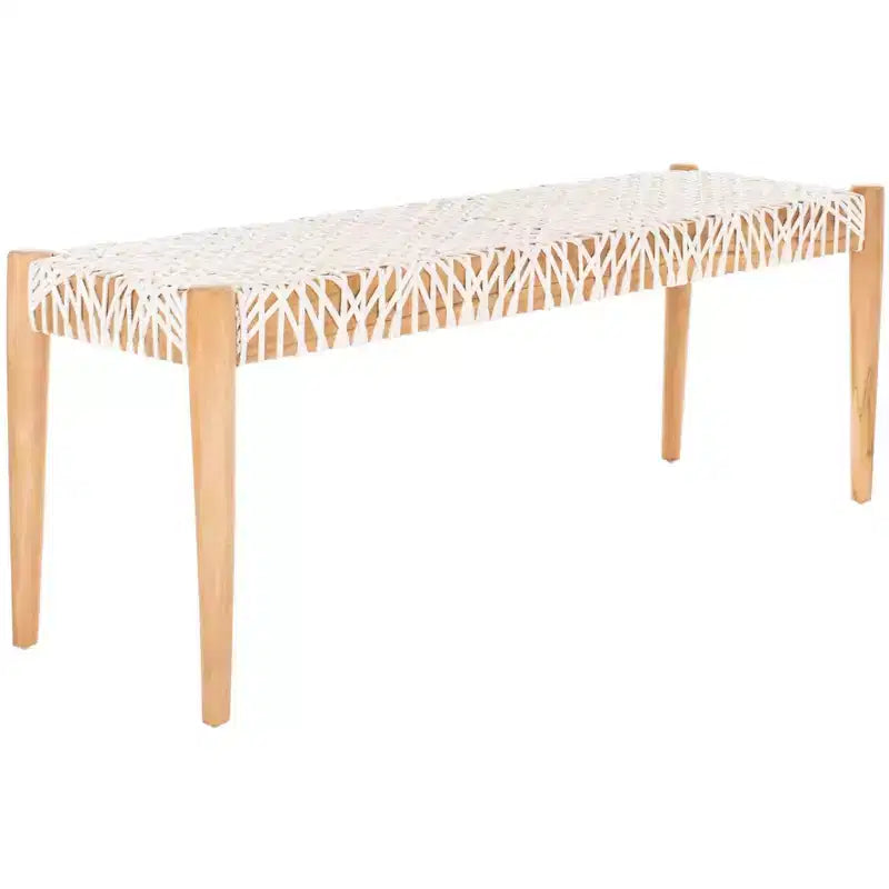 Panca da ingresso in legno di teak e pelle