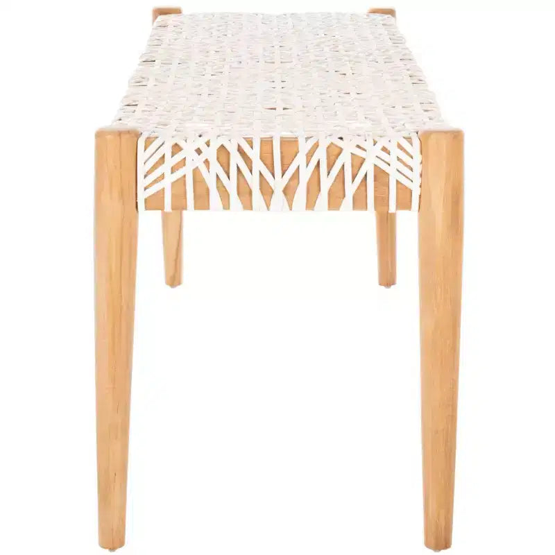 Panca da ingresso in legno di teak e pelle