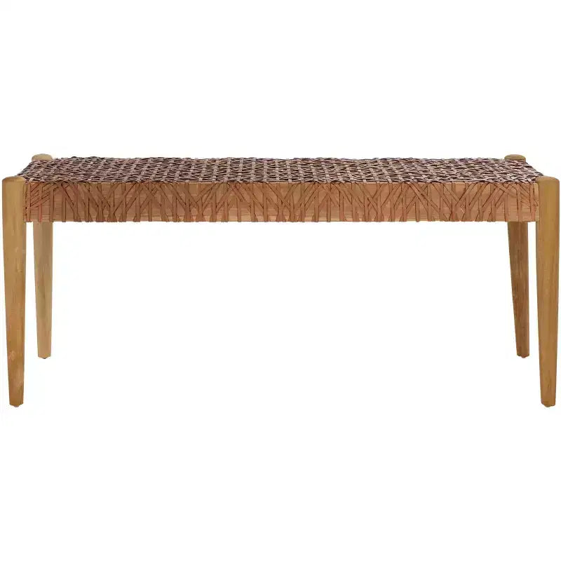 Panca da ingresso in legno di teak e pelle