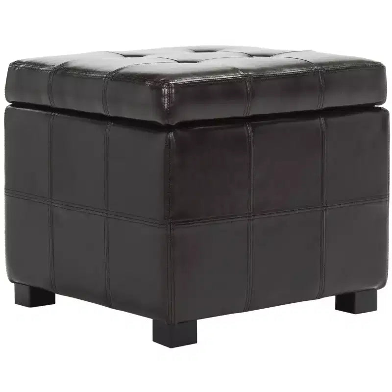 Pouf contenitore quadrato trapuntato con coperchio incernierato
