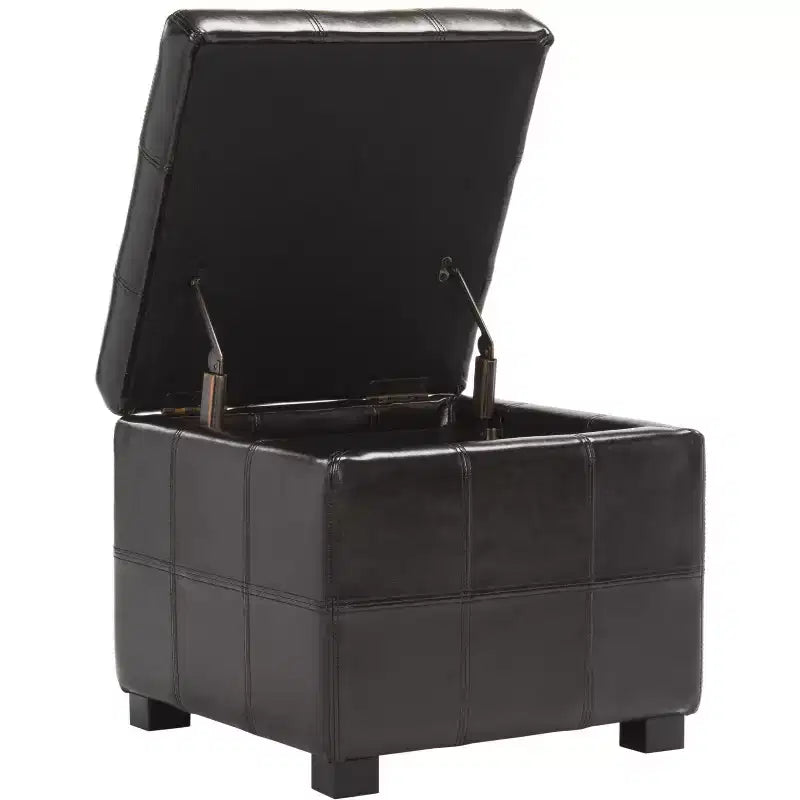 Pouf contenitore quadrato trapuntato con coperchio incernierato