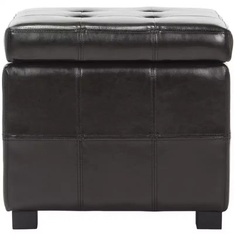 Pouf contenitore quadrato trapuntato con coperchio incernierato