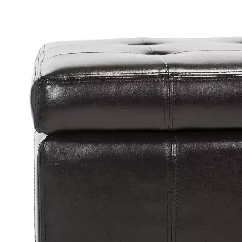 Pouf contenitore quadrato trapuntato con coperchio incernierato