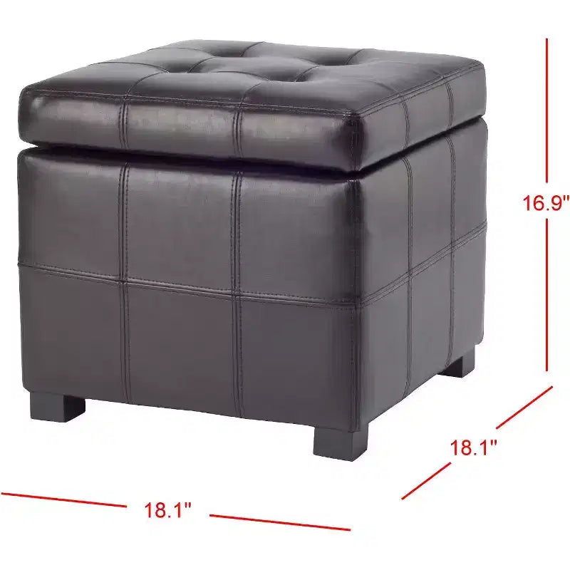 Pouf contenitore quadrato trapuntato con coperchio incernierato