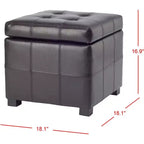 Pouf contenitore quadrato trapuntato con coperchio incernierato