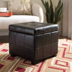 Pouf contenitore quadrato trapuntato con coperchio incernierato