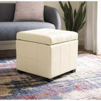 Pouf contenitore quadrato trapuntato con coperchio incernierato