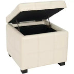 Pouf contenitore quadrato trapuntato con coperchio incernierato