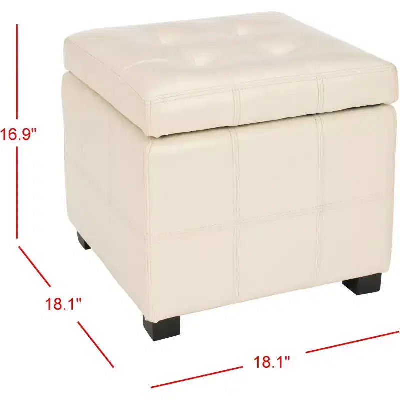 Pouf contenitore quadrato trapuntato con coperchio incernierato