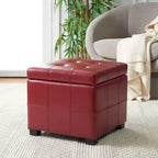 Pouf contenitore quadrato trapuntato con coperchio incernierato