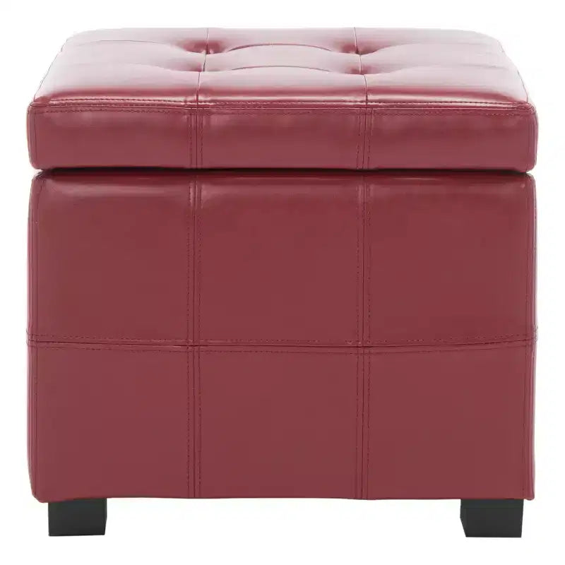 Pouf contenitore quadrato trapuntato con coperchio incernierato