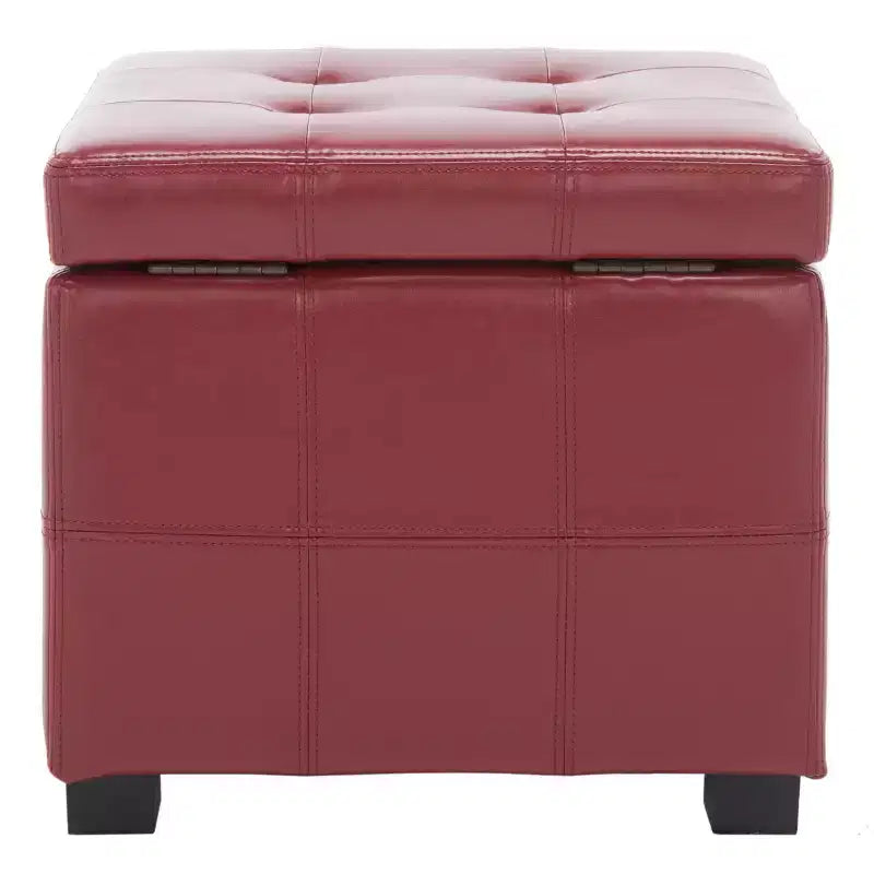 Pouf contenitore quadrato trapuntato con coperchio incernierato