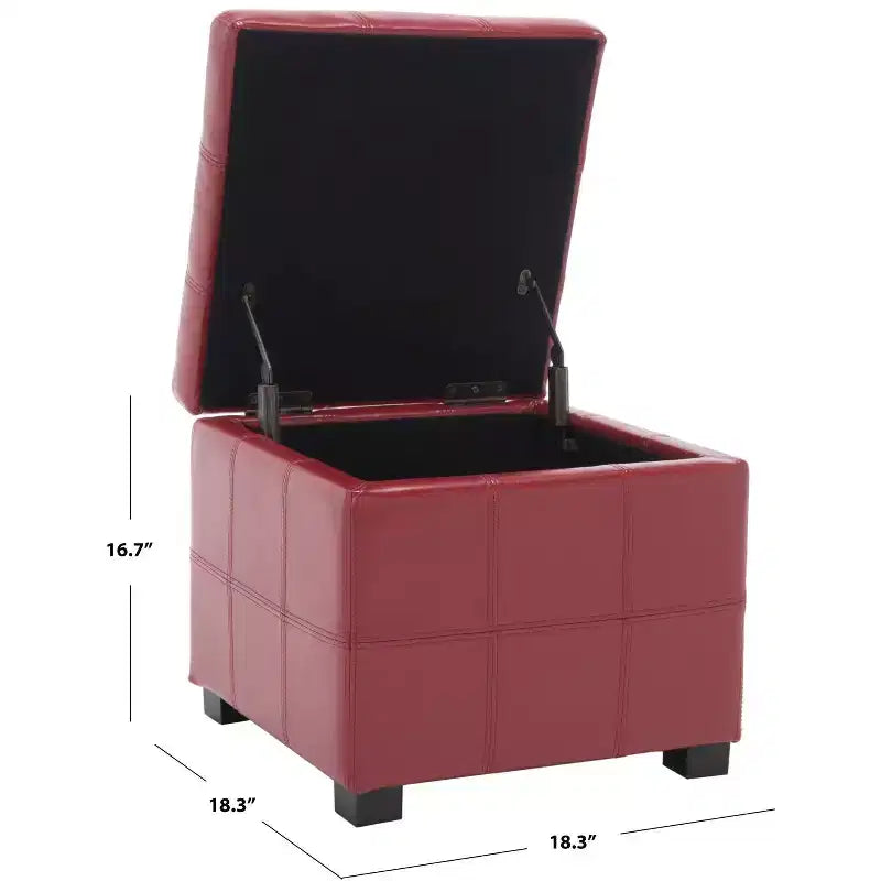 Pouf contenitore quadrato trapuntato con coperchio incernierato