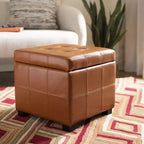 Pouf contenitore quadrato trapuntato con coperchio incernierato