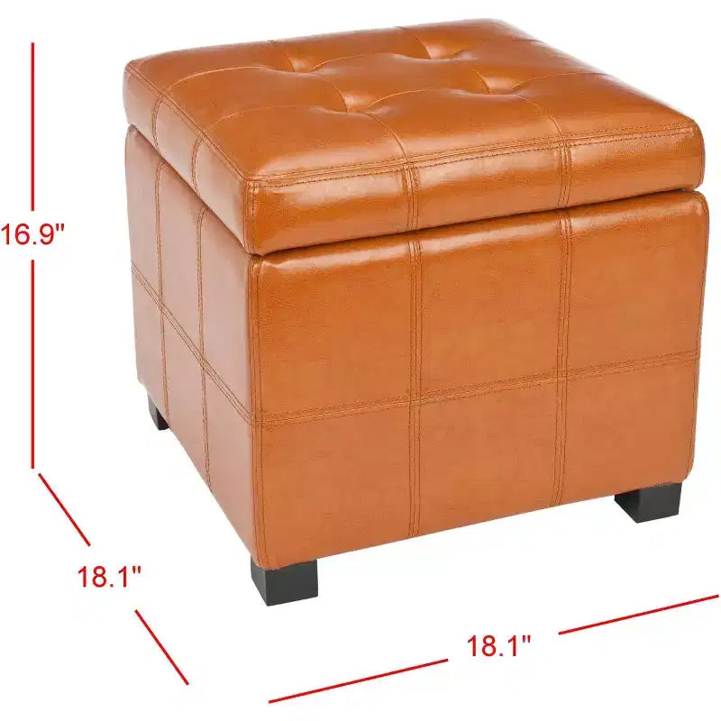 Pouf contenitore quadrato trapuntato con coperchio incernierato