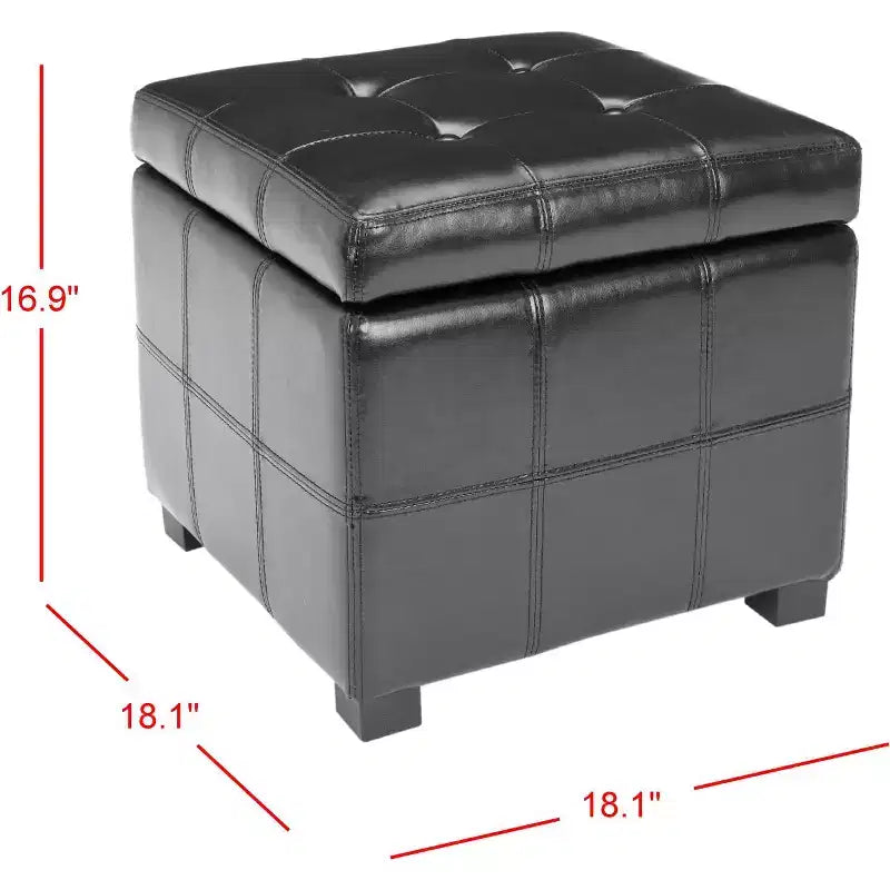 Pouf contenitore quadrato trapuntato con coperchio incernierato