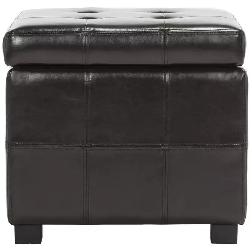 Pouf contenitore quadrato trapuntato con coperchio incernierato