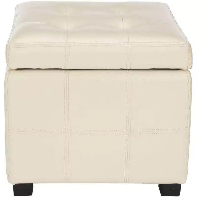 Pouf contenitore quadrato trapuntato con coperchio incernierato